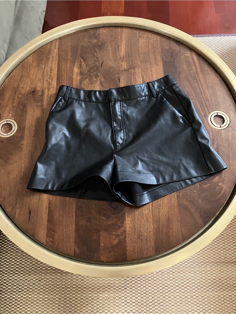 Zara Faux Leather Shorts Womens Small Black High Rise